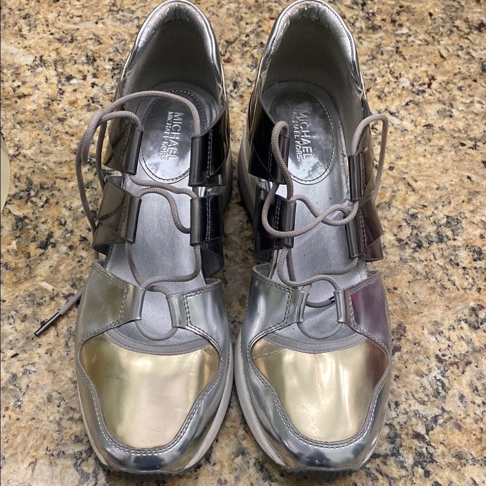 Michael Kors Silver Sneakers with Sleek Design